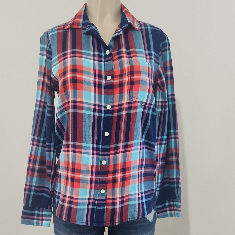Old Navy Multicolor Plaid Blouse Pettite Saze SP
